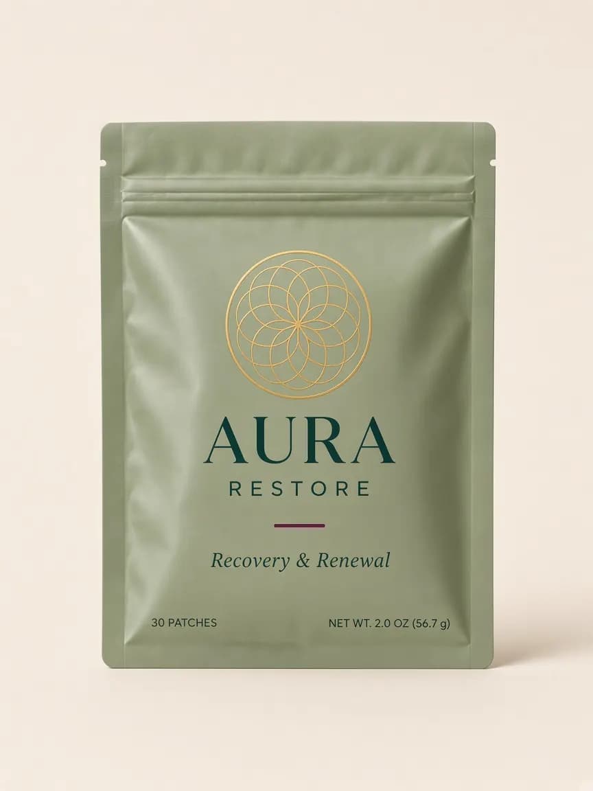 Aura Restore 30-day recovery and renewal pouch with gold mandala