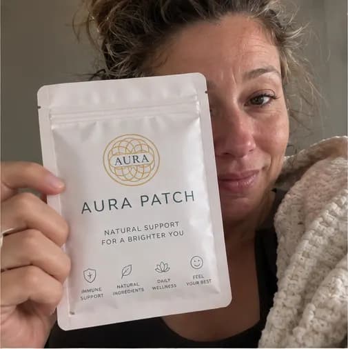 Person wearing an Aura patch outdoors