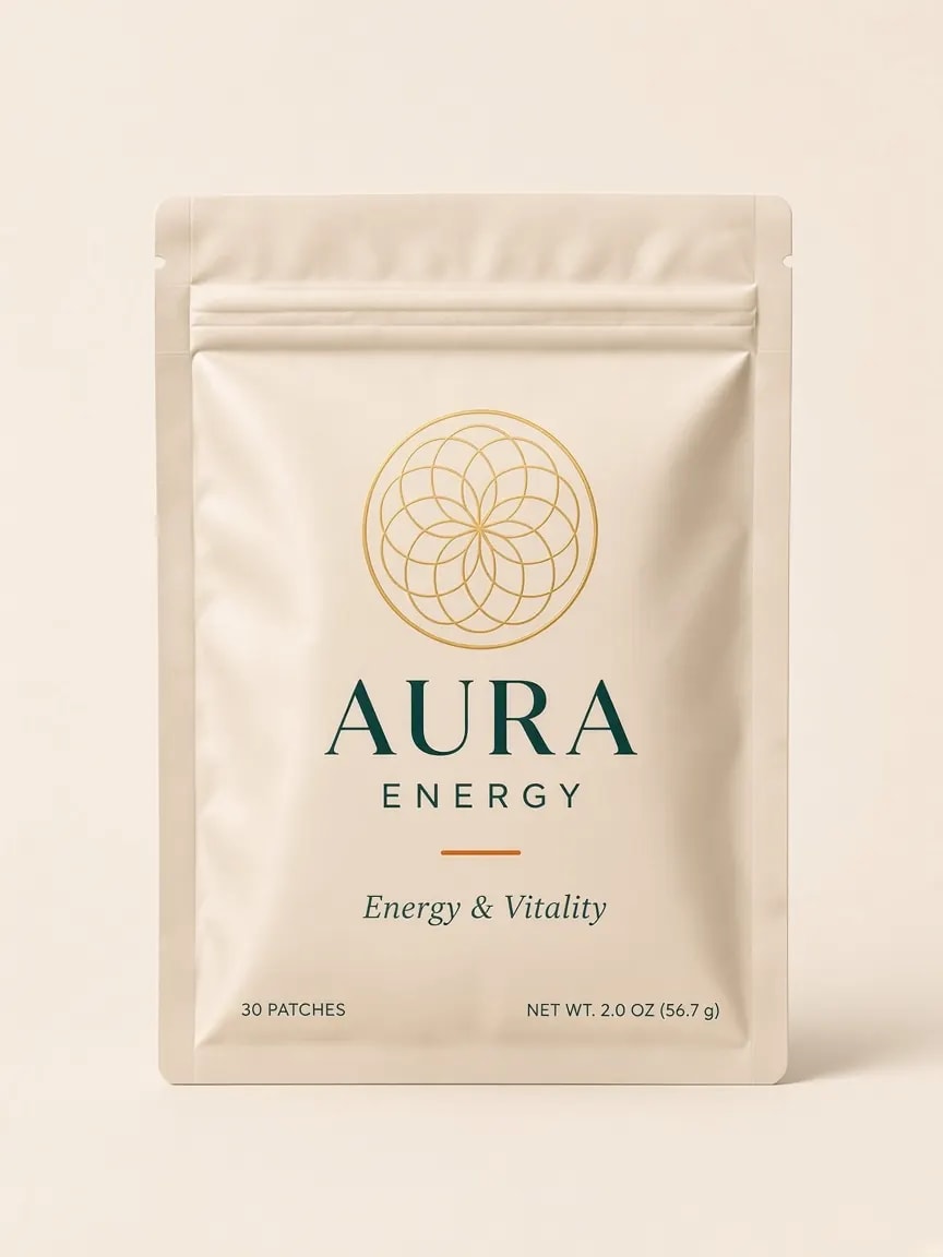 Aura Energy 30-day energy and vitality pouch with gold mandala