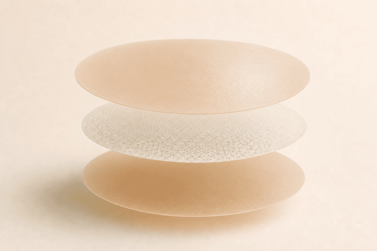 Exploded view showing the three round layers of an Aura Patch