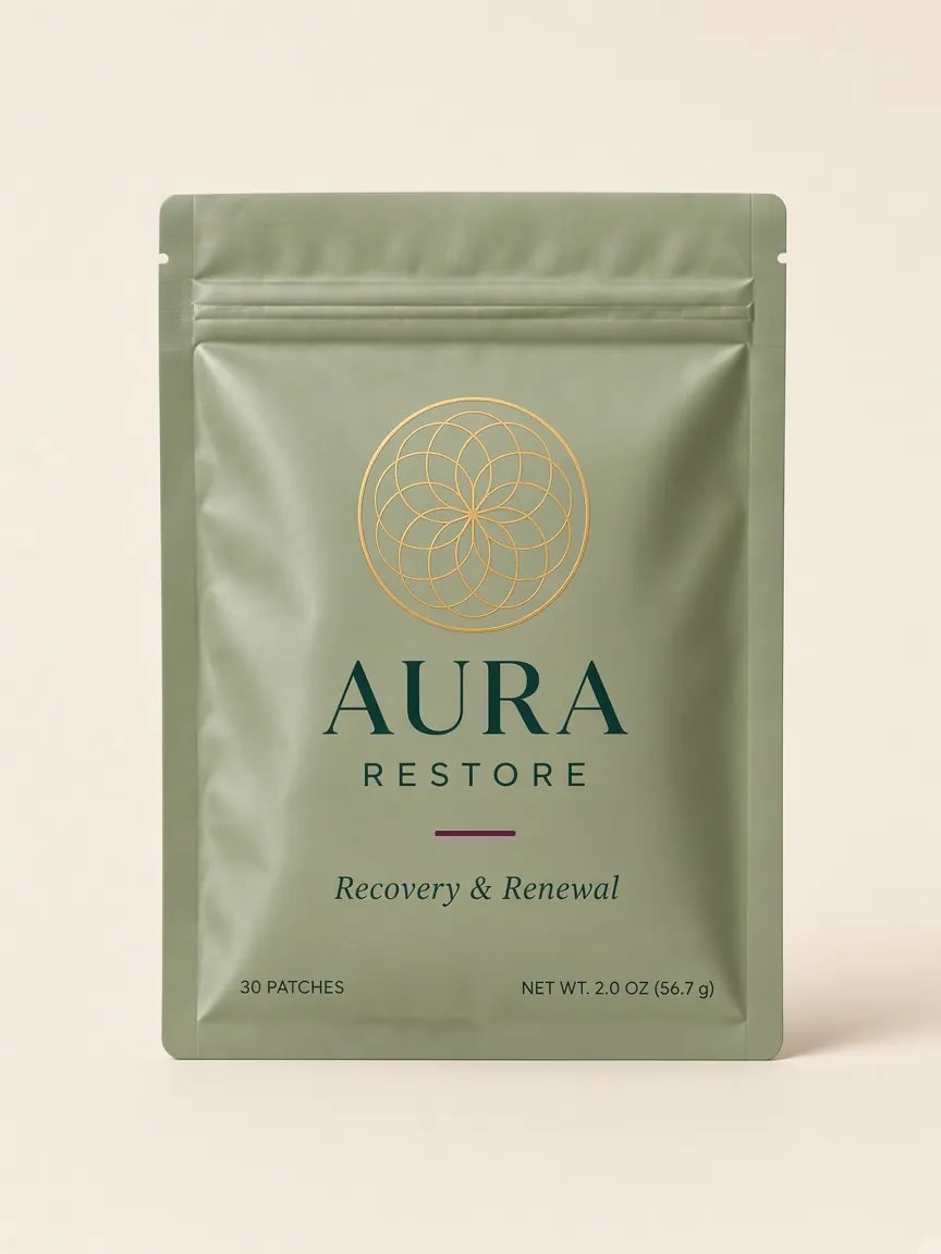 Aura Restore 30-day recovery and renewal pouch with gold mandala